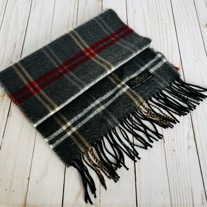 100% Cashmere Gray Plaid Scarf